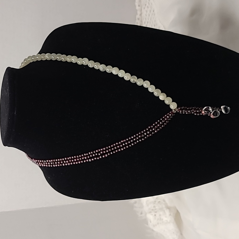 Red Garnet and Aventurine beaded Necklace